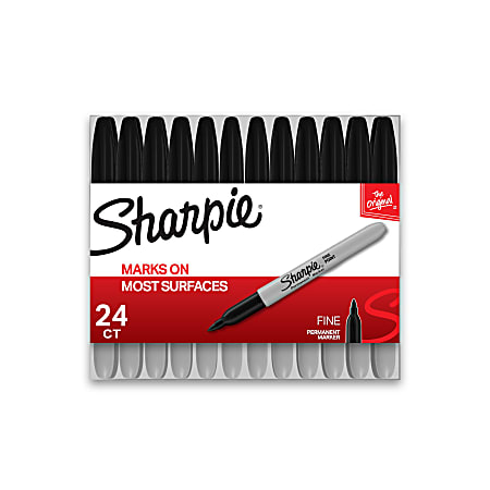 Sharpie Permanent Markers Fine Point Black Ink Pack Of 24 - Office Depot