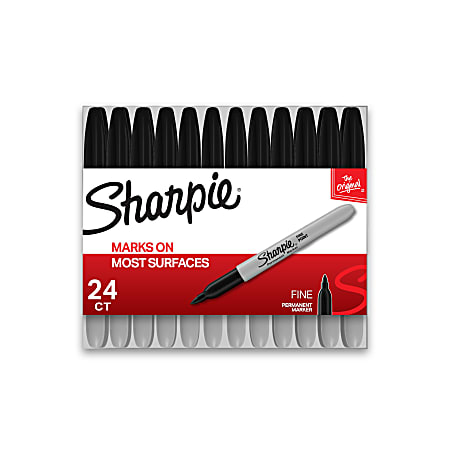 Sharpie Permanent Markers Fine Point Black Ink Pack Of 24 - Office