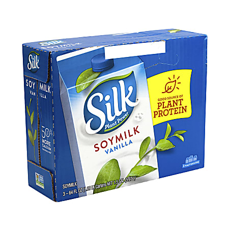 Silk Vanilla Soy Milk, 64 Oz, Pack Of 3 Cartons