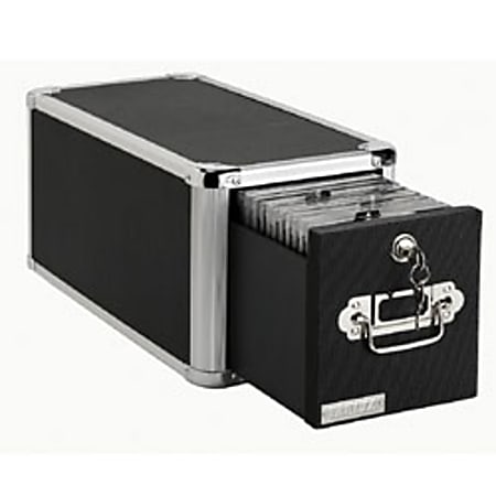 Vaultz® Single-Drawer CD Cabinet, 7 1/2"H x 7 1/2"W x 15"D, Black