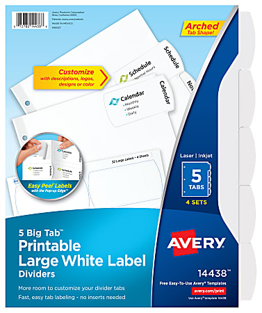 Avery® Big Tab™ Printable Large Label Dividers With