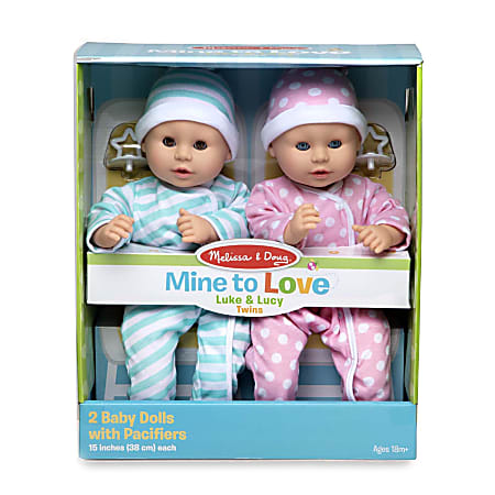 Melissa & Doug Children's Educational Toys, Mine to Love Luke And Lucy Twin Dolls, 16"