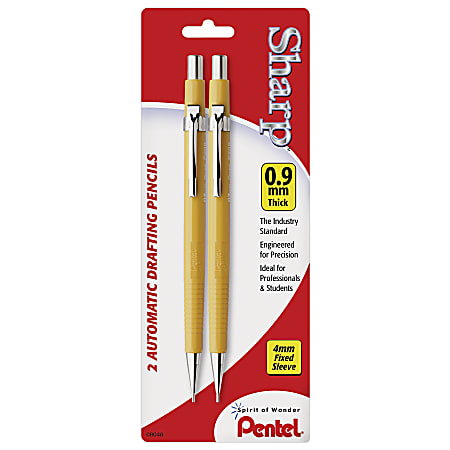 Pentel Sharp Automatic Drafting Pencils 0.9 mm Black Pack Of 2