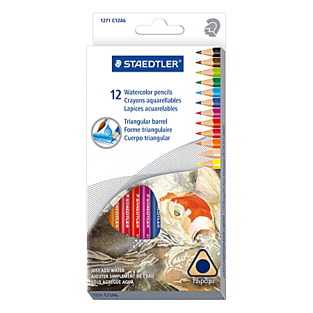 Staedtler® Watercolor Pencils, 5 mm Point, Assorted Colors, Box Of 12 Pencils