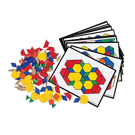Learning Resources® Pattern Block Activity Pack, 1 3/4"H x 9 1/2"W x 12 1/4"D, Assorted Colors, Grades 2-6