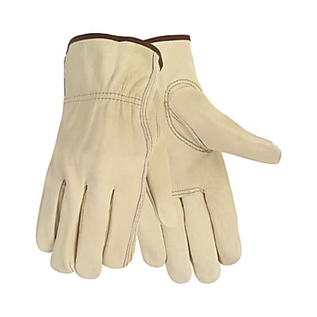 MCR Safety Memphis Economy Leather Driver Gloves, Medium, Cream
