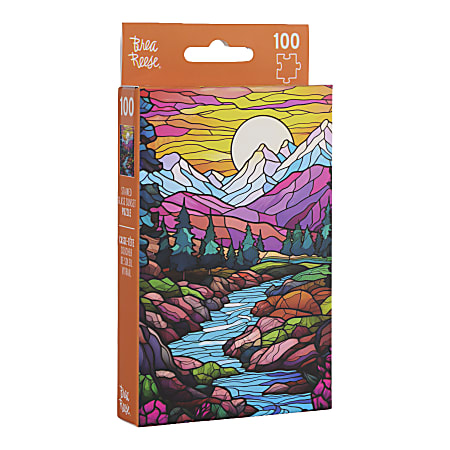 Brea Reese 100 Piece Mini Puzzle Stained Glass Sunset 5 x 7 Total Qty 1 ...
