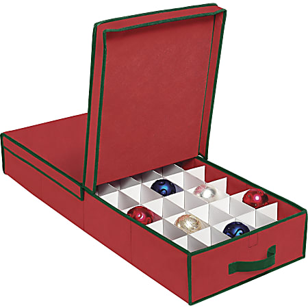 Whitmor Storage Case - 45 x Ornament - Red, Green - For Ornaments, Gift Wrap, Ribbon, Bow