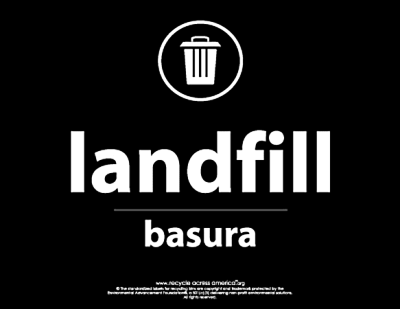 Recycle Across America Landfill Standardized Recycling Labels, LAND-8511, 8 1/2" x 11", Black