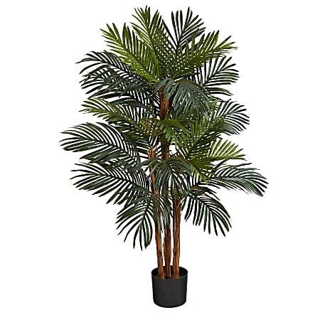 Nearly Natural Robellini Palm 48”H Artificial Plant With Planter, 48”H x 12”W x 12”D, Green/Black