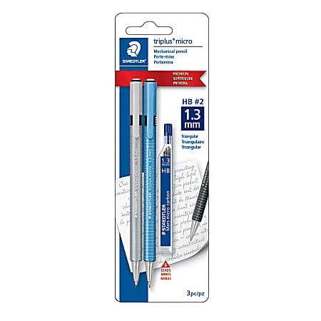 Staedtler® Triplus Micro Mechanical Pencils, 1.3 mm, HB #2 Lead, Assorted Barrel Colors, Pack Of 2 Pencils