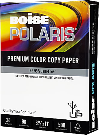 8-1/2 x 11 White 80lb POLARIS Premium Color Copy Paper 250 Sheets 98 Bright 
