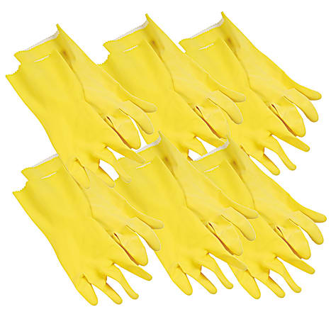 Galaxy Flock-Lined Gloves, Large, Yellow, Pack Of 12