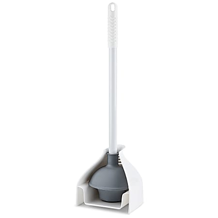 Libman Commercial Premium Toilet Plunger And Caddy Set, 23-1/4" x 5-7/8", White/Gray, Pack Of 4 Sets