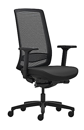 WorkPro&reg; Expanse Series Multifunction Ergonomic Mesh/Fabric High-Back Executive Chair, Black/Black, BIFMA Compliant