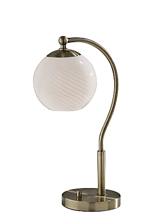 Adesso Swirl Desk Lamp, Antique Brass with White Swirl Glosted Shade