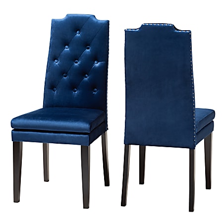 Baxton Studio Armand Chairs, Navy Blue, Set Of 2 Chairs