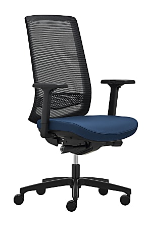 WorkPro® Expanse Series Multifunction Ergonomic Mesh/Fabric High-Back Executive Chair, Black/Blue, BIFMA Compliant