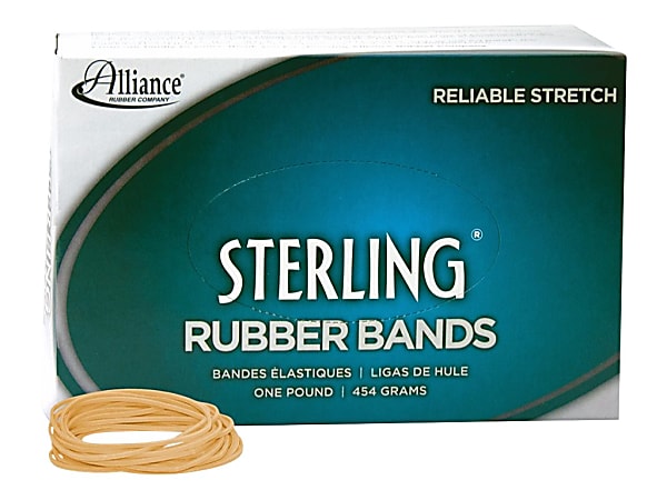 Alliance Rubber 24185 Sterling Rubber Bands, Size #18, 3" x 1/16", Natural Crepe, Approximately 1900 Bands