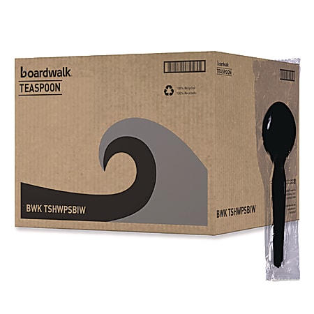 Boardwalk Heavyweight Wrapped Polystyrene Teaspoons, Black, Pack Of 1000 Spoons