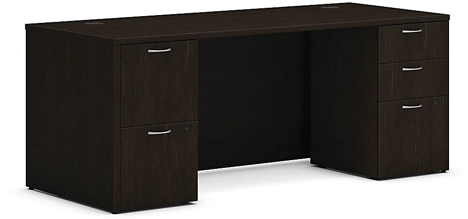 HON® Mod 72"W Double-Pedestal Computer Desk, 72"W, Java Oak