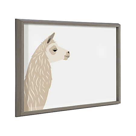 Kate and Laurel Blake Non-Magnetic Framed Dry-Erase Printed Glass, 18” x 24”, Llama Larry by Rocket Jack, Gray Plastic Frame