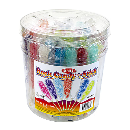 Espeez Rock Candy Sticks, Assorted Flavors, Tub Of 36