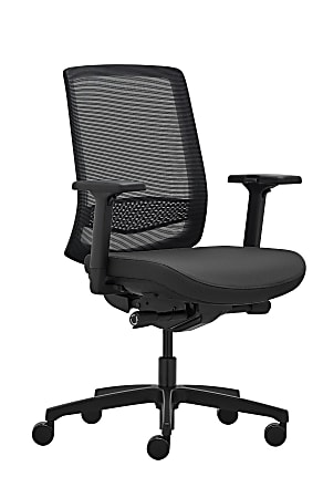 WorkPro® Expanse Series Multifunction Ergonomic Mesh/Fabric Mid-Back Manager Chair, Black/Black, BIFMA Compliant