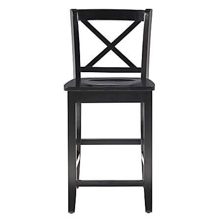 Linon Walton X-Back Wood Counter Stool, Black