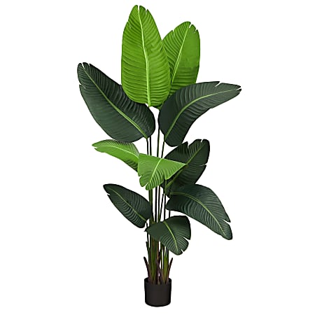 Nearly Natural Traveler’s Palm 60”H Artificial Plant With Planter, 60”H x 14”W x 14”D, Green/Black