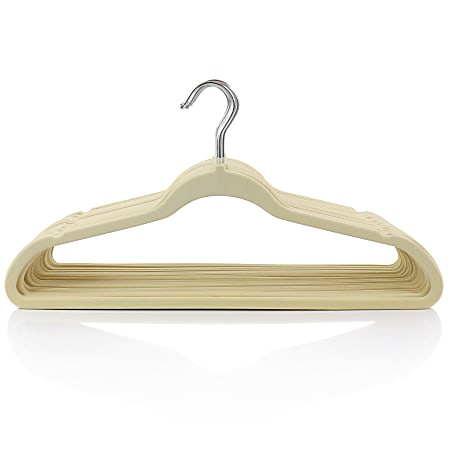 Elama Home Heavy Duty Velvet Non Slip Slim Hangers Cream Set Of 100 Hangers  - Office Depot