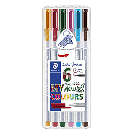 Staedtler® Triplus Fineliner Porous Point Pens, Fine Point, 0.3 mm, Gray  Barrels, Assorted Inks, Pack Of 6 Pens