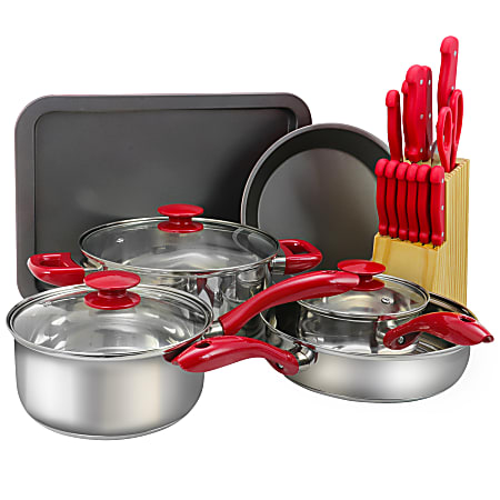 Ninja Foodi NeverStick Vivid 8 Piece Cookware Set Red - Office Depot