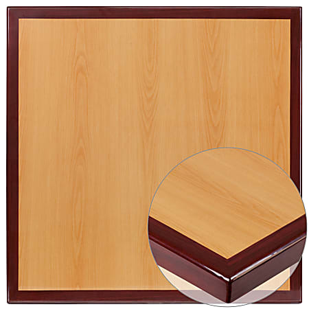 Flash Furniture Square 2-Tone High-Gloss Resin Table Top With Drop-Lip, 36", Cherry/Mahogany