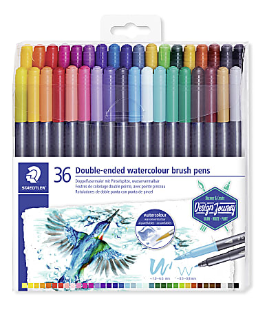 Staedtler Duo-Ended Markers, Watercolor, Brush Tip/Fine Tip,