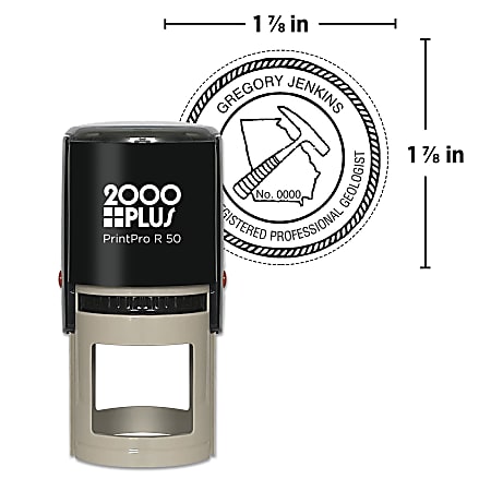 Custom 2000Plus PrintPro R50N Self-Inking Stamp, 1-7/8" Diameter, Round Notary/Professional