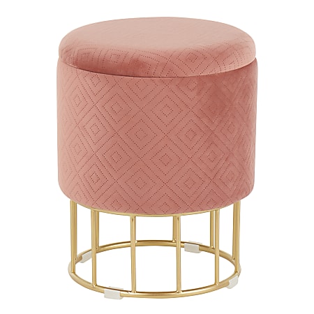 LumiSource Canary Storage Ottoman, Gold/Pink