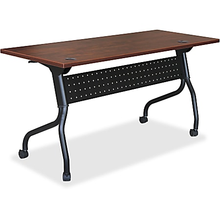 Lorell® Flip Top Training Table, 60"W, Cherry/Black