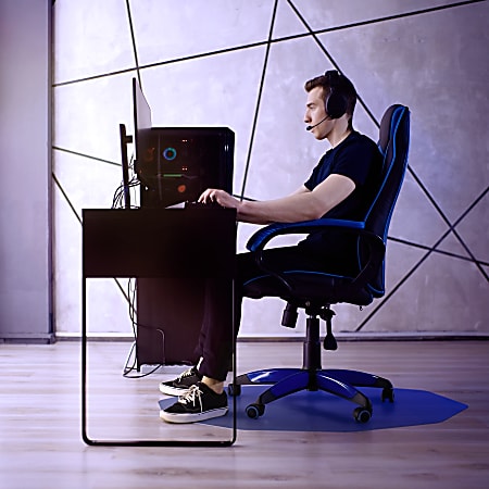 Floortex 9 Mat Gaming Chair Mat, Hard Floors, Nonagon, 38"H x 39"W, Blue