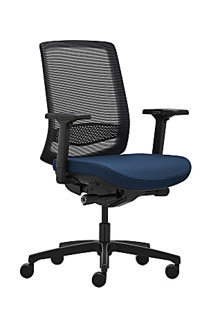 WorkPro® Expanse Series Multifunction Ergonomic Mesh/Fabric Mid-Back Manager Chair, Black/Blue, BIFMA Compliant