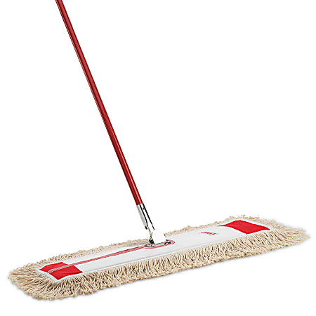 Libman Commercial Steel Dust Mops, 24", Red/White, Pack Of 6 Mops