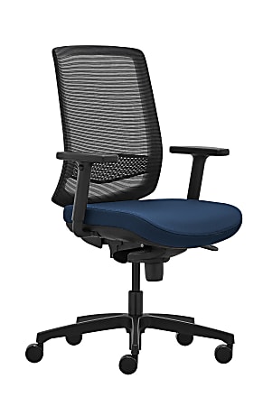 WorkPro® Expanse Series Ergonomic Mesh/Fabric Mid-Back Task Chair, Black/Blue, BIFMA Compliant