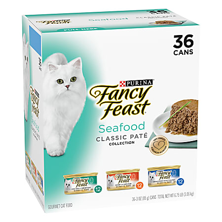 Fancy Feast Classic Seafood Cat Food Cans Variety Pack 3 Oz Box Of 36 ...