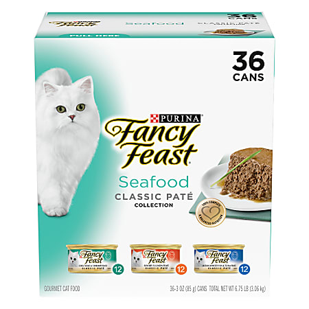 Fancy Feast Classic Seafood Cat Food Cans Variety Pack 3 Oz Box Of 36 ...
