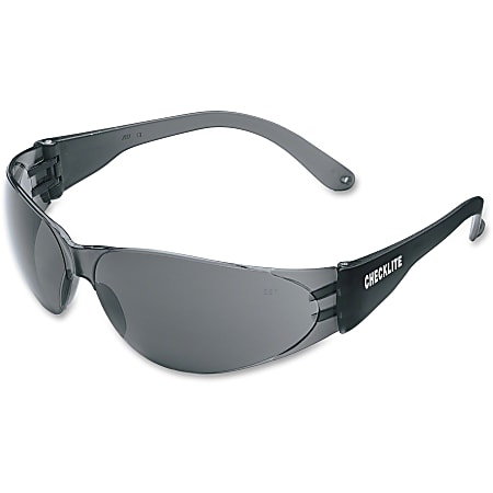 Crews Checklite Gray Lens Safety Glasses - Comfortable, Scratch Resistant, Lightweight, Adjustable Temple - Ultraviolet Protection - Polycarbonate Lens, Polycarbonate Frame - Gray, Smoke - 1 Each