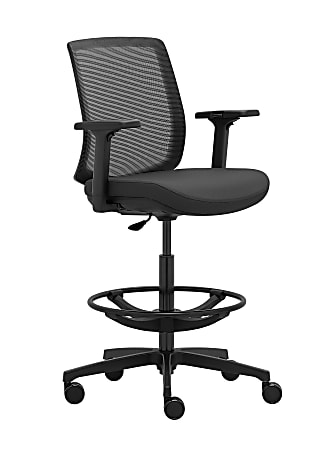 WorkPro® Expanse Series Mesh/Fabric Mid-Back Height Adjustable Task Stool, Black/Black