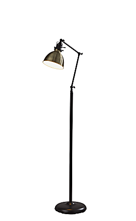 Adesso® Alden Floor Lamp, 61"H,  Antique Brass Shade/Antique Bronze Base