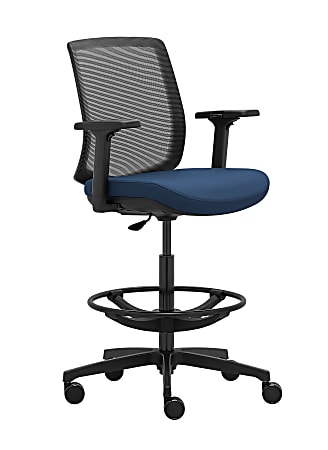 WorkPro® Expanse Series Mesh/Fabric Mid-Back Height Adjustable Task Stool, Black/Blue