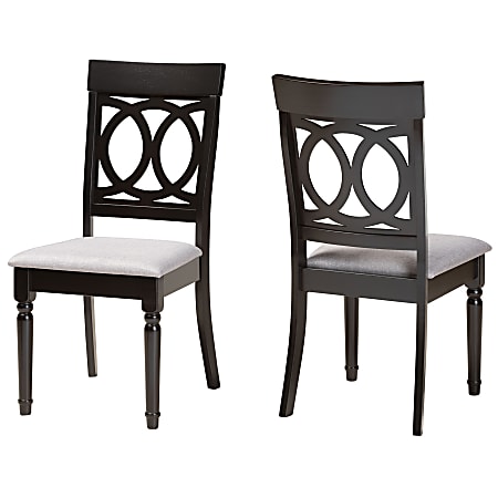 Baxton Studio Lucie Dining Chairs, Gray/Espresso Brown, Set Of 2