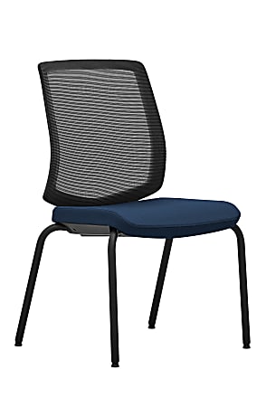 WorkPro® Expanse Series Mesh/Fabric Guest Chairs, Blue/Black, Set Of 2 Chairs